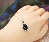 Black Onyx Necklace - Full Sterling Silver Large Genuine Onyx Jewelry #272