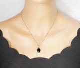 Black Onyx Necklace - Full Sterling Silver Large Genuine Onyx Jewelry #272