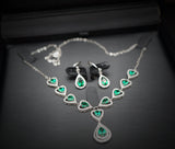 Luxury Emerald Necklace - Bridal Emerald Jewelry - Wedding Teardrop Emerald Necklace Set