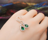 Luxury Emerald Necklace - Bridal Emerald Jewelry - Wedding Teardrop Emerald Necklace Set