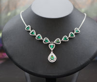 Luxury Emerald Necklace - Bridal Emerald Jewelry - Wedding Teardrop Emerald Necklace Set