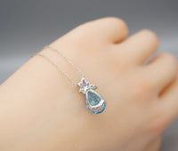 Blue Topaz Necklace - Sterling Silver Teardrop Blue Topaz Pendant - Amethyst Citrine Peridot Jewelry