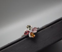 Genuine Tourmaline Ring, Engagement Ring, Promise Ring, Multi Gemstone Sterling Silver Anniversary Adjustable Size 6 to 7 .5 Ring