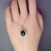 Onyx Necklace, genuine black oval cut High Energy Sterling Silver Necklace