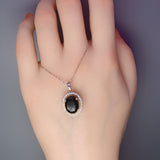 Onyx Necklace, genuine black oval cut High Energy Sterling Silver Necklace