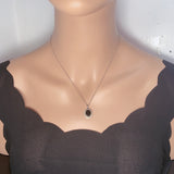 Onyx Necklace, genuine black oval cut High Energy Sterling Silver Necklace