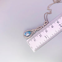 Sky Blue Teardrop Necklace Sterling silver, December Birthday jewelry