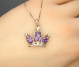 Genuine High Quality Amethyst Crown Necklace