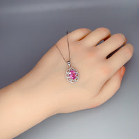 Pink Tourmaline Necklace - Sterling Silver Royal Flower of Life Necklace - 2 CT Pink Tourmaline Jewelry #381