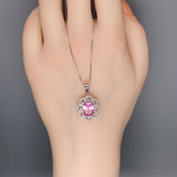 Pink Tourmaline Necklace - Sterling Silver Royal Flower of Life Necklace - 2 CT Pink Tourmaline Jewelry #381