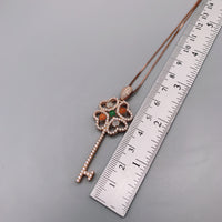 Genuine different color jade key Necklace Rose gold Coated Sterling Silver