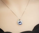 Gemstone Apple Blue Tanzanite Necklace 18KGP @ Sterling Silver December Birthstone 3 CT Lab Created Tanzanite Jewelry - Apple Necklace #837