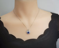 Gemstone Apple Blue Tanzanite Necklace 18KGP @ Sterling Silver December Birthstone 3 CT Lab Created Tanzanite Jewelry - Apple Necklace #837