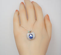 Gemstone Apple Blue Tanzanite Necklace 18KGP @ Sterling Silver December Birthstone 3 CT Lab Created Tanzanite Jewelry - Apple Necklace #837