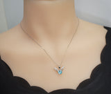 Aquamarine Necklace - High Quality Sterling Silver 2 CT Blue Deer Antler Pendant - Blue Aquamarine Pendant #277