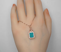 Paraiba Necklace - Rose Gold coated Sterling Silver Rectangle Royal Blue Paraiba Tourmaline Jewelry #278