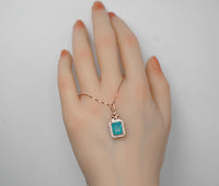 Paraiba Necklace - Rose Gold coated Sterling Silver Rectangle Royal Blue Paraiba Tourmaline Jewelry #278