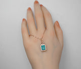 Paraiba Necklace - Rose Gold coated Sterling Silver Rectangle Royal Blue Paraiba Tourmaline Jewelry #278