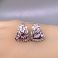 Grayish Green Topaz Earrings, Triangle Rainbow Topaz Earrings