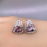 Grayish Green Topaz Earrings, Triangle Rainbow Topaz Earrings