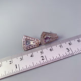 Grayish Green Topaz Earrings, Triangle Rainbow Topaz Earrings