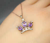 Genuine High Quality Amethyst Crown Necklace