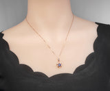 Lab Created Tanzanite Necklace Rose gold Star Pendant Sterling Silver Tiny Blue Gemstone Necklace #148