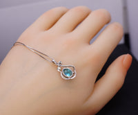 Sterling Silver Flower Topaz Necklace - Swiss Blue Simple Topaz Jewelry November Birthstone #150