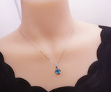 Sterling Silver Flower Topaz Necklace - Swiss Blue Simple Topaz Jewelry November Birthstone #150