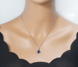 Tanzanite Necklace - 18KGP @ Sterling Silver - Oval Blue Tanzanite Pendant - Flower Petal - December Birthstone #463