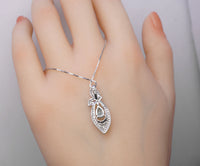 Tiny Teardrop Aquamarine Necklace, Gemstone Petal Leaf Butterfly Pendant, 18KGP @ Sterling Silver - Blue Aquamarine Jewelry #384