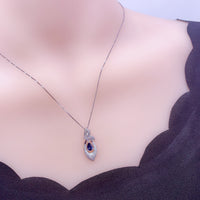 Tiny Teardrop Tanzanite Necklace - 18KGP @ Sterling Silver - Gemstone Butterfly Style - Lab Created Blue Tanzanite Pendant #320