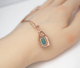 Paraiba Necklace - Rose Gold coated Sterling Silver Rectangle Royal Blue Paraiba Tourmaline Jewelry #278