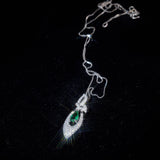 Tiny Emerald Teardrop Necklace Sterling Silver Butterfly Necklace 0.6 Ct Sim Gemstone White gold coated May Birthstone #385