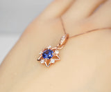 Lab Created Tanzanite Necklace Rose gold Star Pendant Sterling Silver Tiny Blue Gemstone Necklace #148