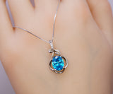 Sterling Silver Flower Topaz Necklace - Swiss Blue Simple Topaz Jewelry November Birthstone #150