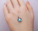 Sterling Silver Flower Topaz Necklace - Swiss Blue Simple Topaz Jewelry November Birthstone #150