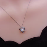 Natural rainbow moonstone necklace sterling silver David star June Birthstone Necklace