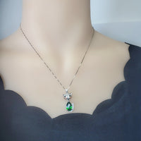 Diopside Necklace - 18KGP Sterling Silver - Fox Pendant - Large Green Chrome Diopside Jewelry #468