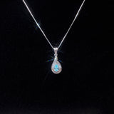 Tiny Teardrop Aquamarine Necklace Sterling Silver - March Birthstone - Cubic Zirconia Pendant 102