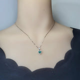 Super Tiny Emerald Heart Necklace Full Sterling Silver Made May Birhtstone Minimalist Green Gemstone Heart Pendant 023