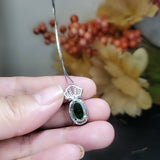 Large Emerald Necklace - 18KGP @ Sterling Silver - Royal Crown Necklace - Lab Created Green Emerald Pendant #785