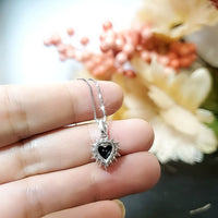 Super Tiny Black Heart Cubic Zirconia Necklace