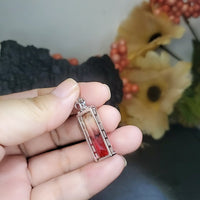 Created Tourmaline Necklace Sterling Silver Rectangle Gradient Red Gemstone Pendant #737