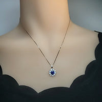 Tiny Tanzanite Sunflower Necklace Sterling Silver - December Birthstone - Tanzanite pendant Sterling Silver 053