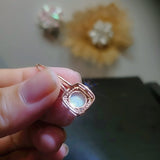 Rose Gold Opal Necklace - Square White Opal Pendant - Rose Gold Coated Sterling Silver Box Opal Jewelry