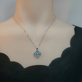 Blue Topaz Necklace - Four Leaf Clover Blue Topaz Pendant - Full Sterling Silver Blue Gemstone Jewelry #135