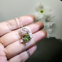 Peridot Butterfly Necklace - 18KGP Sterling Silver 10mm 4 ct Lab Created Green Peridot Pendant - August Birthstone Peridot Jewelry #439