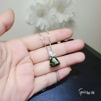 Large Trillion Cut Peridot Necklace - Sterling Silver Butterfly Pendant - Triangle 8 CT Green Peridot #634