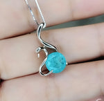 Blue Paraiba Necklace - Sterling Silver 2 CT Round Swan Pendant - 18KGP - Blue Paraiba Tourmaline - Solitaire Minimalist Swan Necklace #160